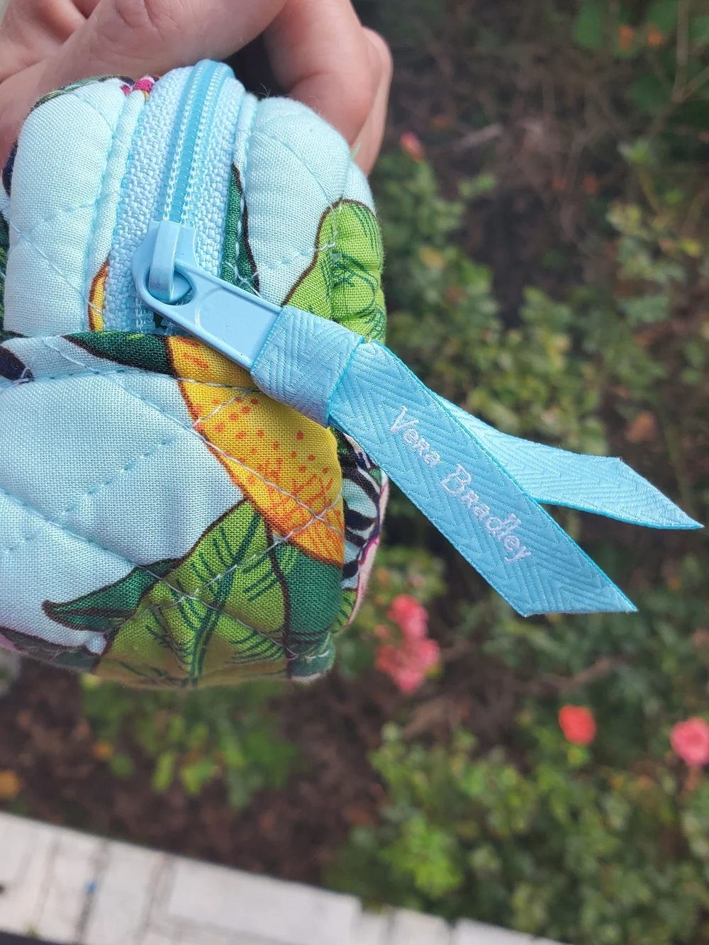 Quilted Lemon Grove Print Cosmetic Pouch - Blue Almost new!